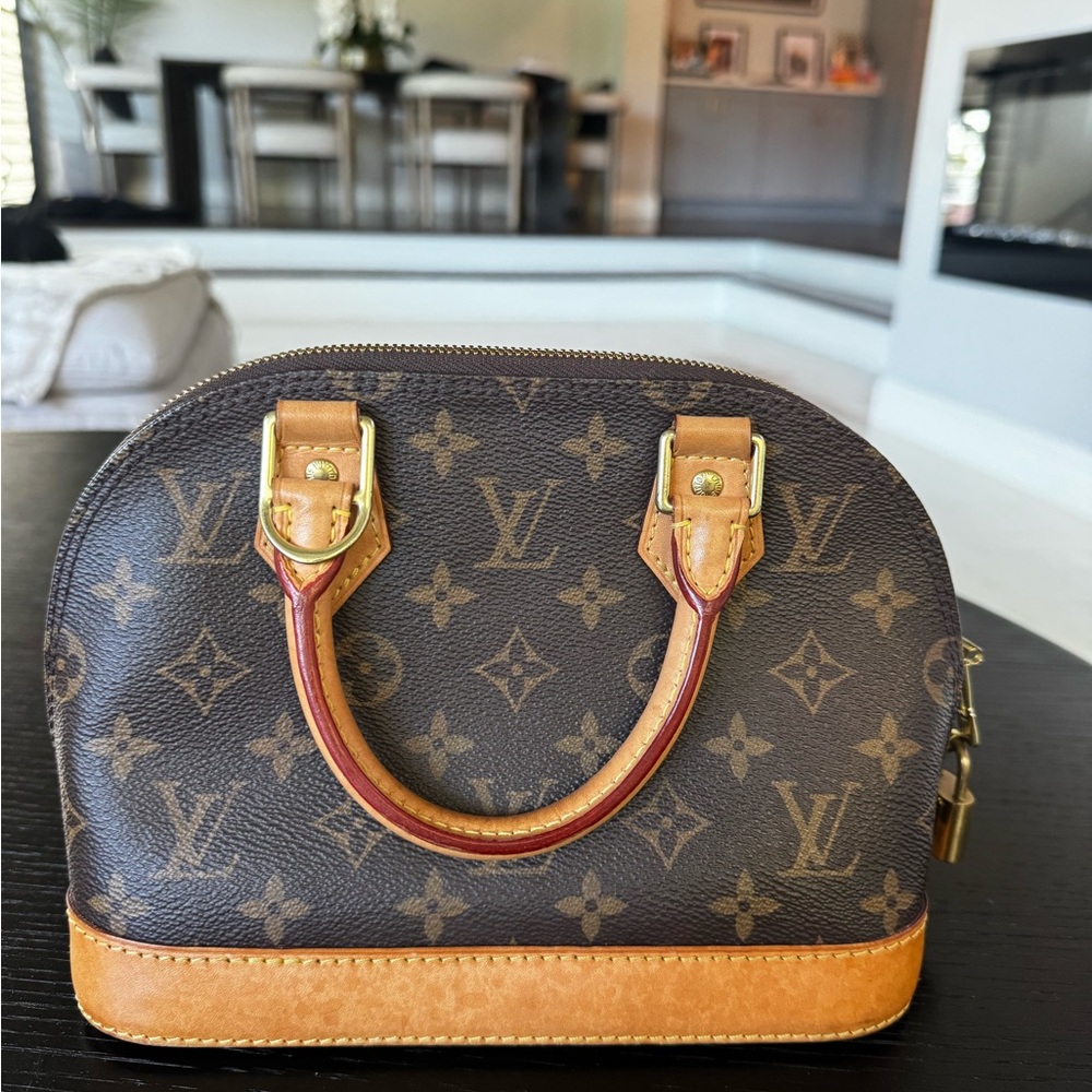 Louis Vuitton Monogram Mini Alma Satchel in Brown and Tan - Picture 3 of 9
